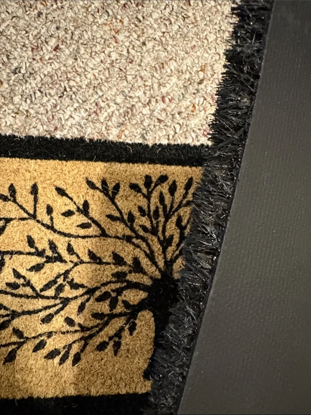 Abbott Home Collection natural Coir Tree of Life Balcony Mat w/Border 10x30 NWT